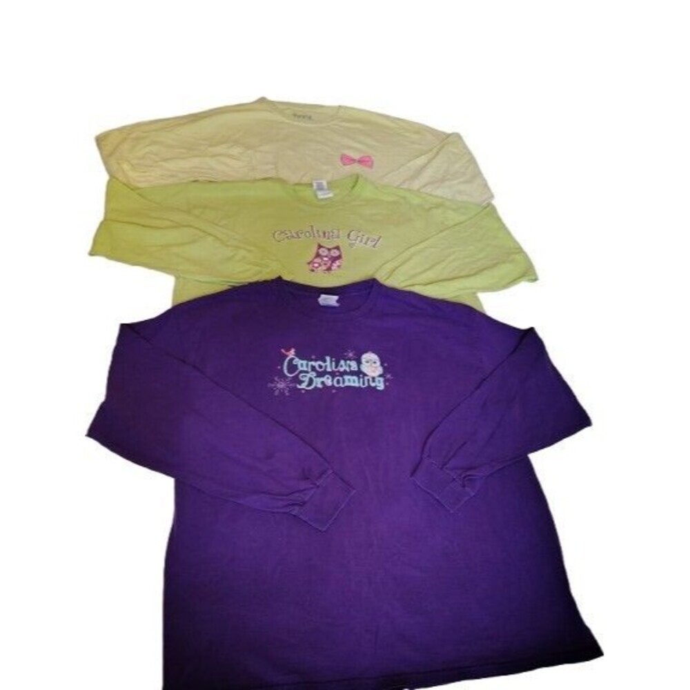Bundle 3 Benny & Belle Gildan Graphic Long Sleeve Shirts XL Carolina Owl...